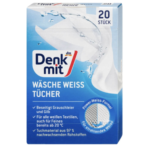 Серветки для відновлення білого кольору Denkmit Wäsche-Weiss-Tücher 20 шт